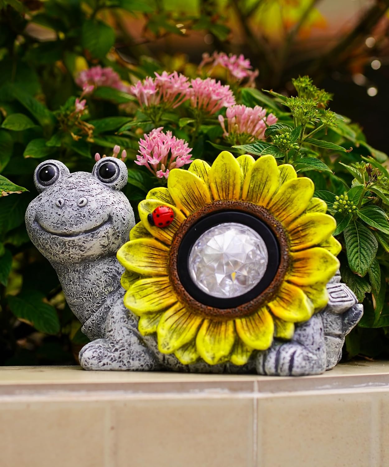 Solar Turtle Sunflower Light Garden Decor, Outdoor Statue Ornaments for Home Yard Lawn,Unique Gifts for Women Grandma Mom(Grey)