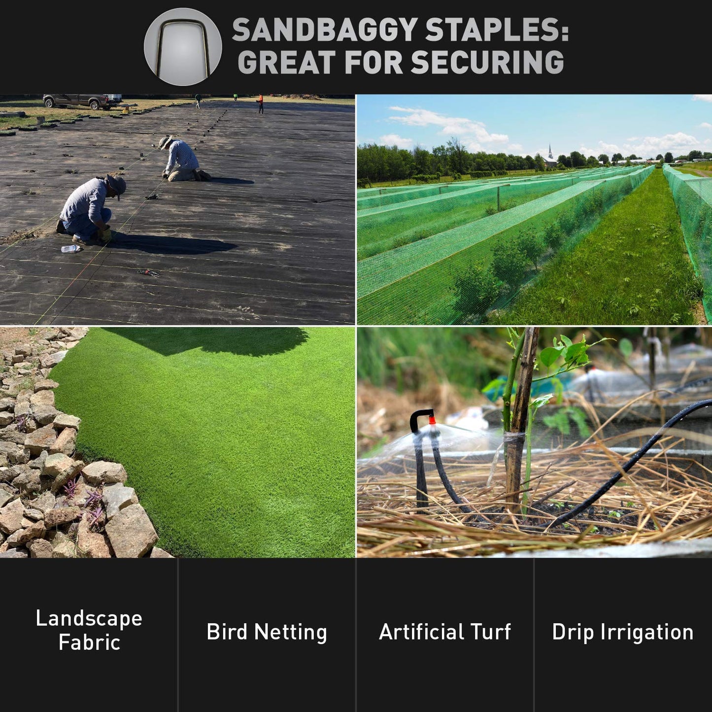 Sandbaggy Galvanized Anchor Pin Landscape Staples - 1000 Pack 6 Inch Length - Trusted by Farmers & Contractors Across The USA