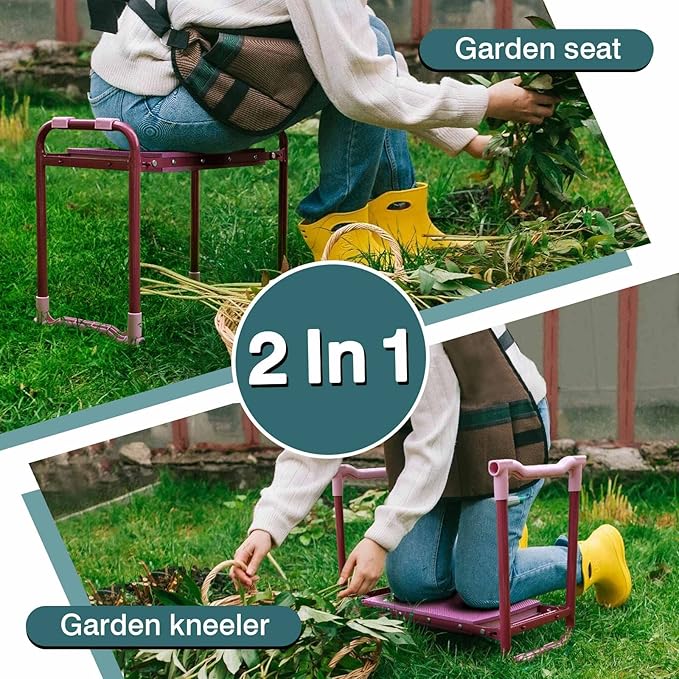 Foldable Garden Kneeler and Seat,Portable Garden Kneeler Stool - Heavy Duty Garden Bench, Resistant Garden Stool, Comfortable EVA Foam Cushion - Ideal for Women's Gardening, Camping...