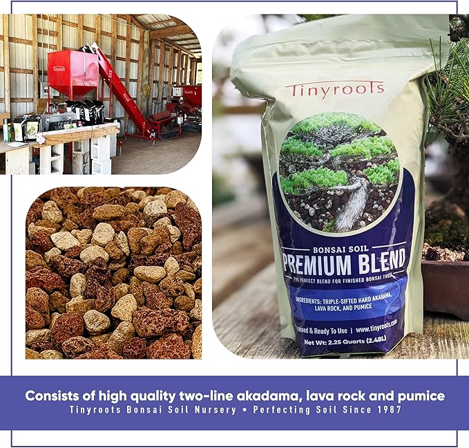 Bonsai Outlet Premium Bonsai Soil - Tinyroots Bonsai Soil Mix Ready to Use Blend, Ideal for Water Retention and Root Development, Made from Genuine Akadama, Red Lava Rock and Pumice, 4.5 Quarts