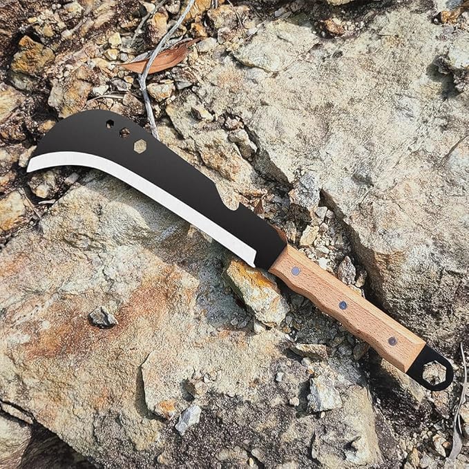 Sickle Machete for Yard Work Machetes for Cutting Trees Billhook Brush Clearing Sickle Garden Tool Brush Axe Harvest Knife Heavy Duty Machete Sickle for Gardening Billhook Machete Camping