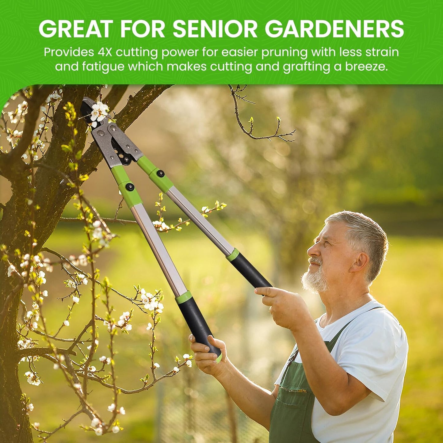 GARDEN GURU Extendable Anvil Lopper Tree Trimmer with Compound Action, Chops Thick Branches with Ease, 28-40”, Non-Stick High Carbon Steel Blade, Heavy Duty Branch Cutter, 2 Inch Clean Cut Capacity