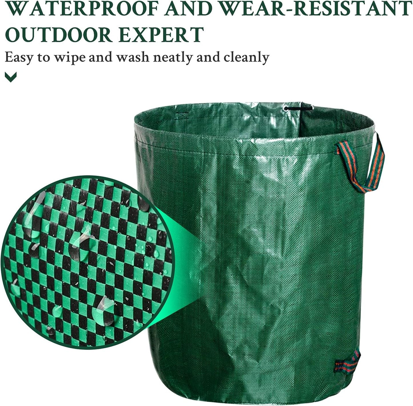 kingsea 2 Pack Reusable Garden Waste Bags,Heavy Duty Yard Waste Bag with Dual Handles,Lawn Pool Garden Leaf Bag for Collecting Leaves Grass Clippings Yard Debris (72 Gallon)