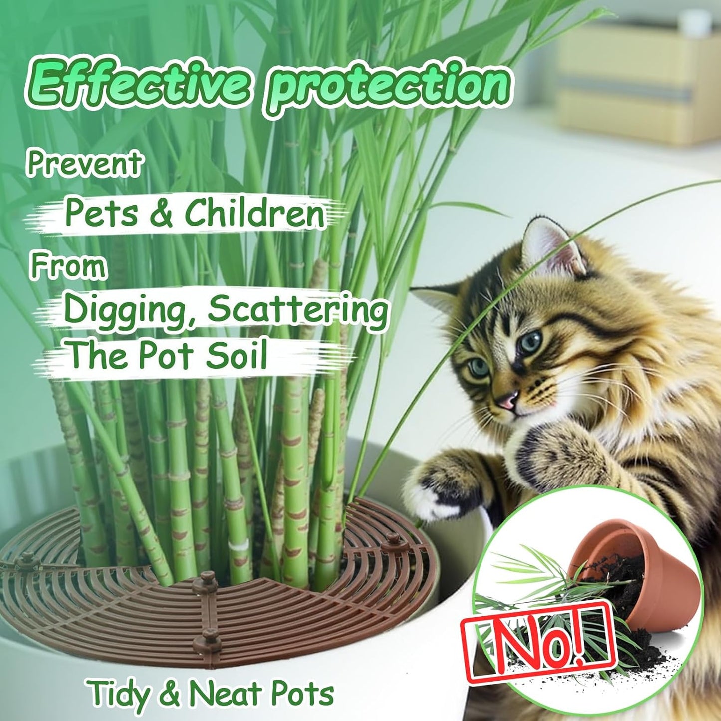 Plant Pot Gird Cover, 2 Pack Potted Plant Grid Soil Protectors with Stakes for Gardening Indoor Plant Pot Mesh Cats Dog Animals Digging Insulating Protector Shield for Balcony Flower Soil D11.8 In