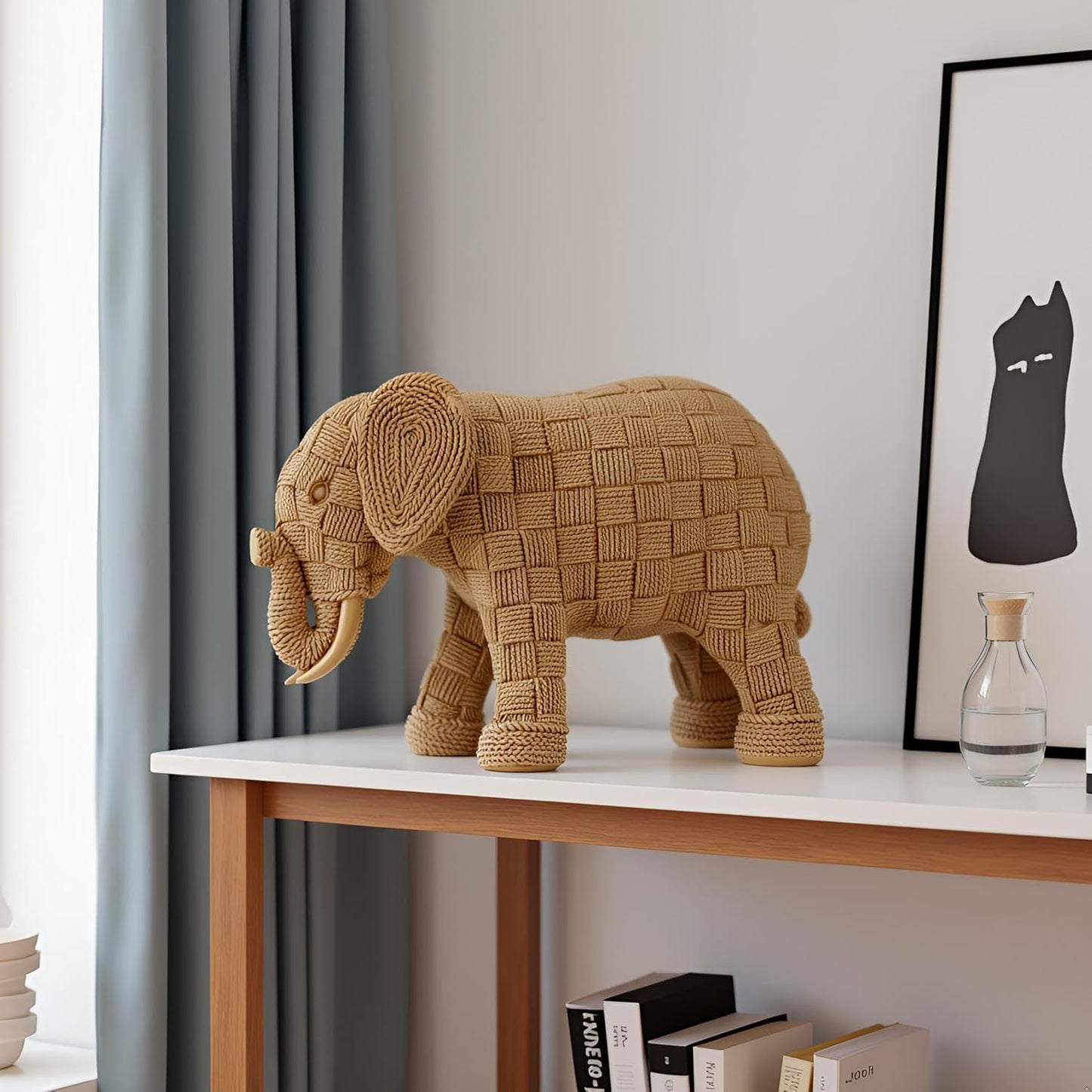African Animal Elephant Statue Decor, Table Room Home Decoration, Modern Art Sculpture, Handmade Resin Animal Statue,Bohemian Decoration,Shelf Decoration