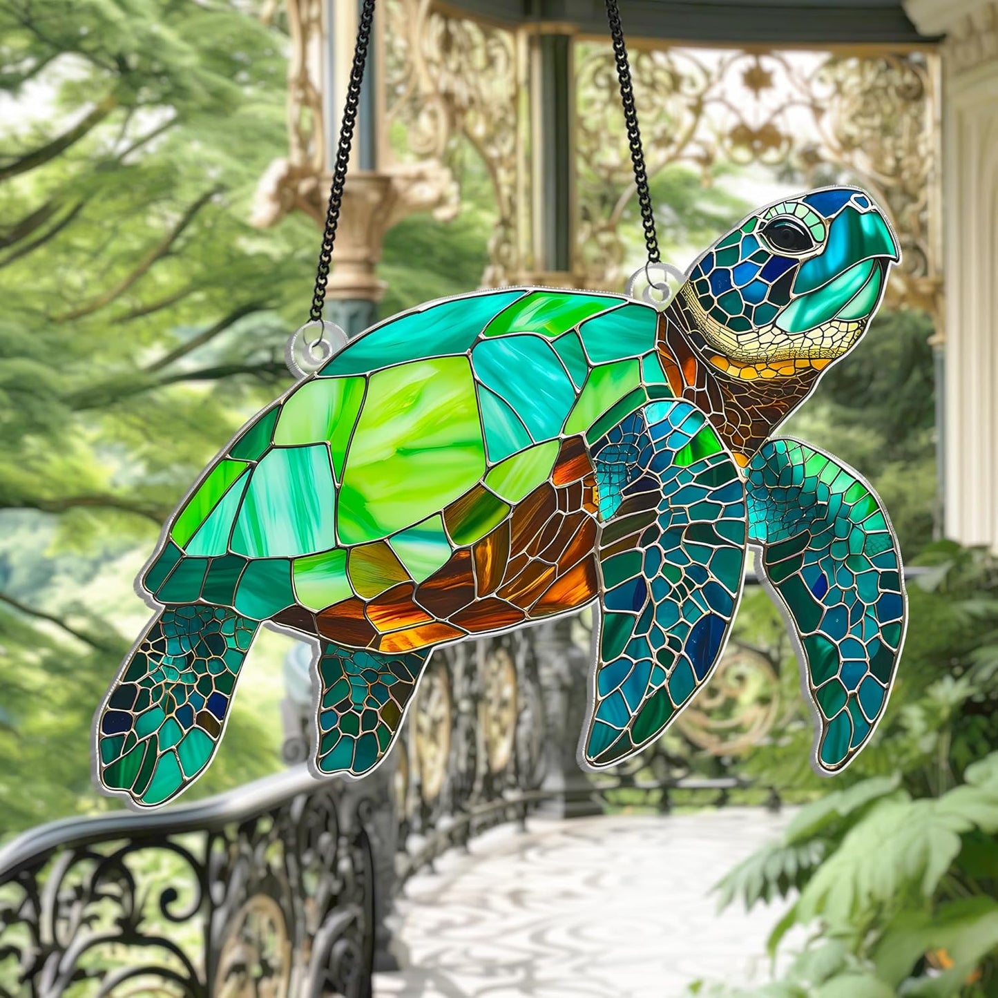 Sea Turtle Suncatcher Window Hanging Sign, Turtle Acrylic Ornament Wall Decor, Marine Keepsake for Animal Turtle Lovers, Beach Ocean Gifts for Women Mom, Housewarming Art Indoor Decoration