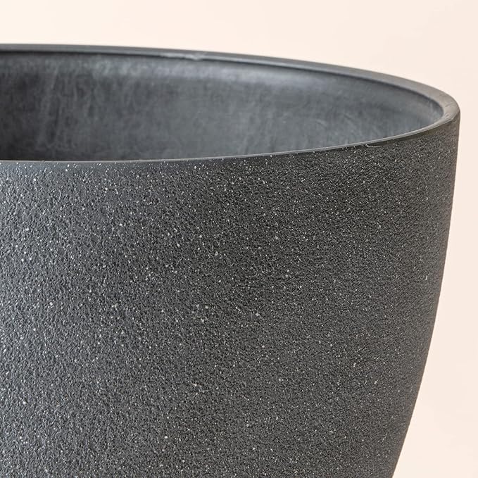 LA JOLIE MUSE Flower Pots Outdoor Garden Planters, Indoor Plant Pots with Drainage Holes, Plastic, Weathered Grey, Set 2 (11.3 + 11.3 Inch)