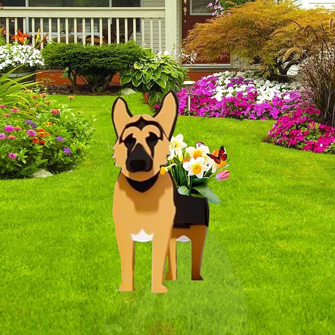 German Shepherd Dog Planter Plant Pots,Cute Garden Dog Flower Planter,Large Dog Planters Birthday Gifts for Women,Office,Indoor/Outdoor Decor(9.84 * 6.77 * 17in)
