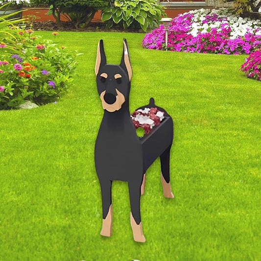 Doberman Dog Planter Plant Pots,Cute Garden Dog Flower Planter,Dog Planters Birthday Gifts for Women,Office,Indoor/Outdoor Decor(9.45 * 5.28 * 13.58in)