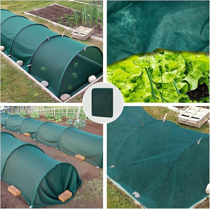 Green Plant Covers Freeze Protection 6.5 x 33 FT 1.2oz/yd² Frost Cloth Blankets for Outdoor Plants in Winter, Floating Row Cover for Vegetable Garden
