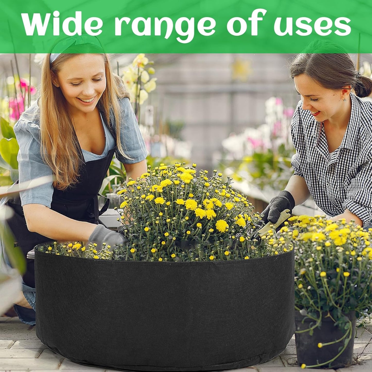 2 Pack Large 50 Gallon Plant Grow Bags, Round Black Fabric Raised Garden Beds, Durable Garden Planter Cloth Pots Container to Grow Vegetables for Outdoor Plants