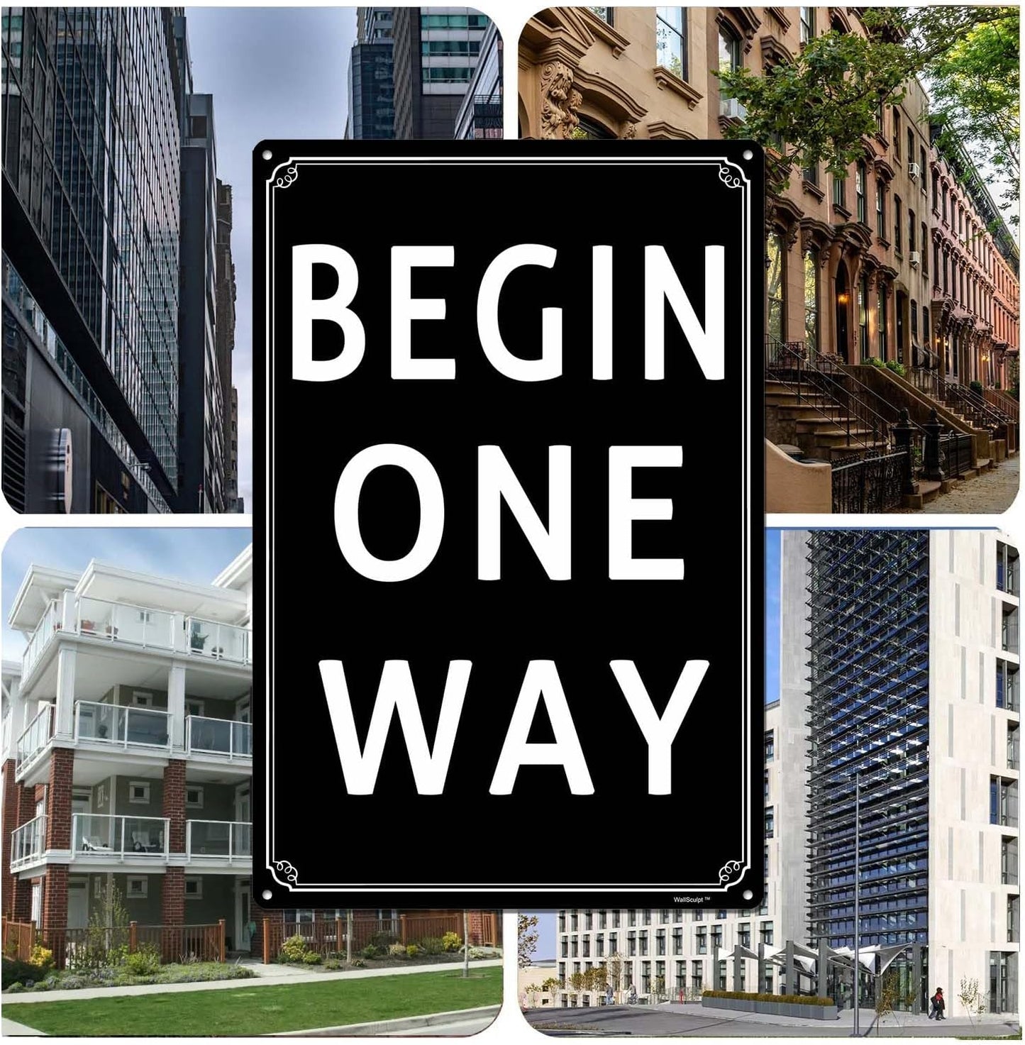 12x16" Begin One Way Parking Lot Sign - High-Intensity Grade Aluminum, Weatherproof & Fade-Resistant, Ideal for Outdoor & Indoor Use - Curbside Sign