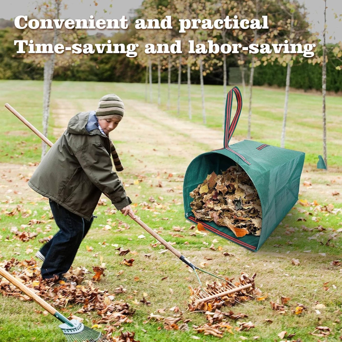 Leaf Collector โ 3-Pack Heavy Duty Yard Waste Bags, 40-Gallon Collapsible & Reusable for Grass Clippings, Leaves & Garden Debris
