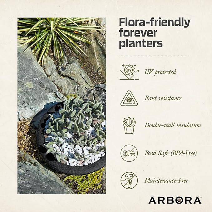 ARBORA 21" Santorini Bowl Polyresin Indoor and Outdoor Planter with Classic Black Finish - Durable, Weatherproof, Lightweight, Large Plant Pot for Patio, Garden, Deck, Entryway