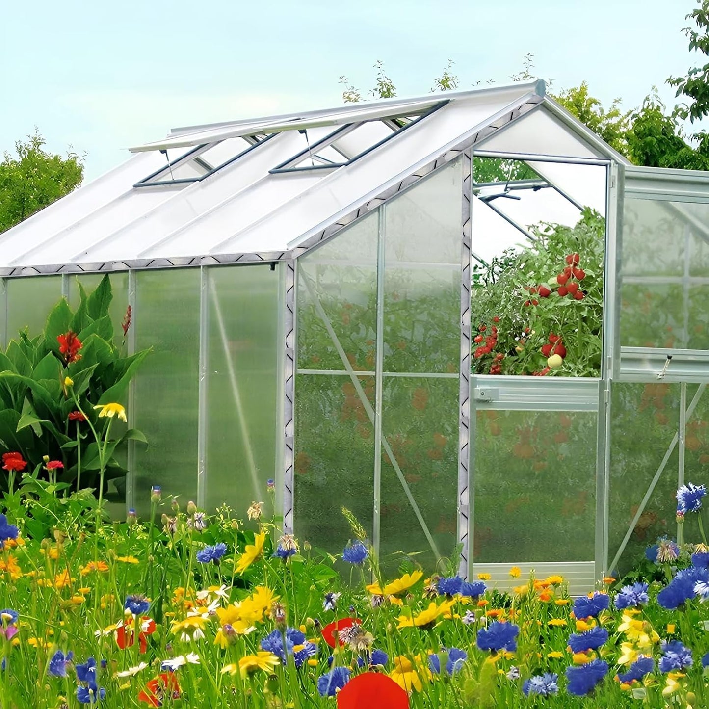 6.6 ft Set of 10 Greenhouse Spring Wire and Lock Channel Kit, PVC-Coated Wires and Aluminum Lock Channels for Greenhouse Plastic Film,Shade Cloth