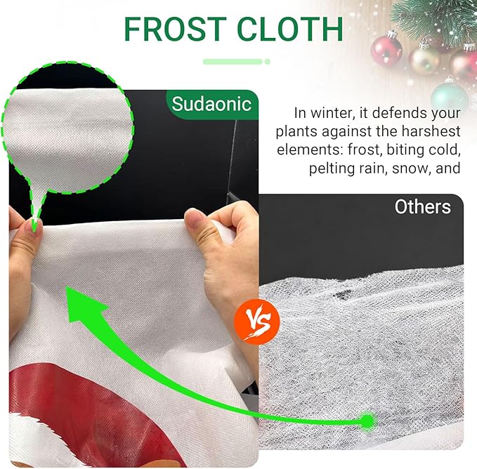2-Pack Plant Covers Freeze Protection,23" W x 31" L Thick Frost Cloth with Christmas Element, Tree Wrap for Winter with Zipper Drawstring Protect Your Plants