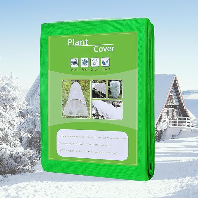Alphatool 2.0oz/yd² Plant Covers Freeze Protection - 10 x 12 ft Easy of Use Green Winter Plant Frost Blanket Shield for Raised Beds, Reusable Garden Fabric Cloth Floating Row Cover for Outdoor Plants