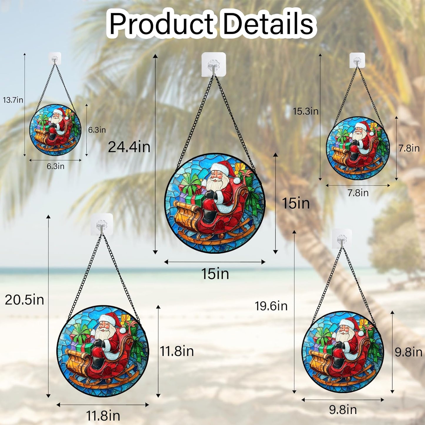Stained Glass Window Hanging - Red Santa Claus Gift Box Suncatcher for Doors Home Christmas Decoration Winter Sun Catcher Thanksgiving New Year Birthday Gift for Women Men Mom Nana 7.8 in
