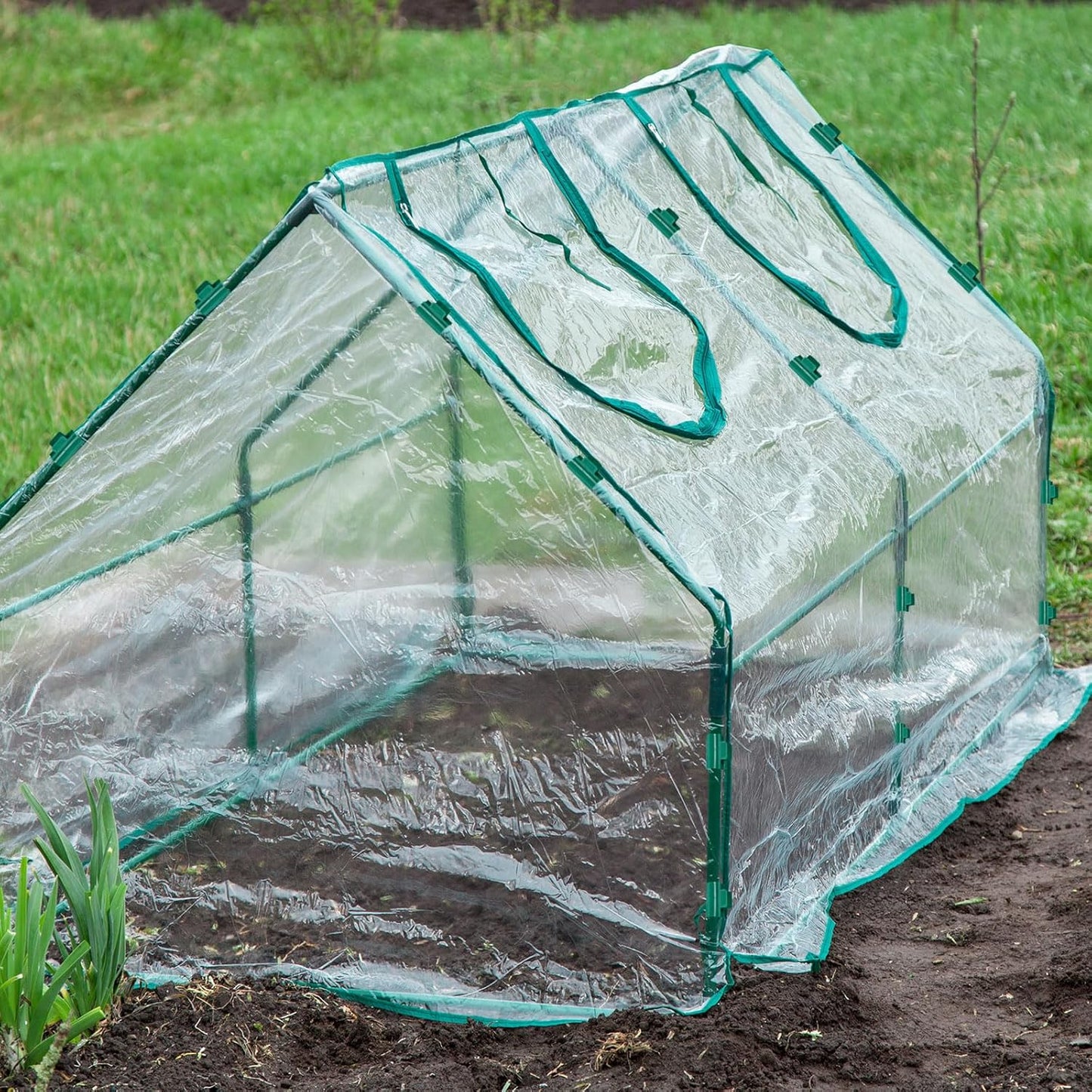 uxcell Greenhouse Clamps for 5/16inch PVC Pipe, 20pcs Greenhouse Film Clamps Shading Net Rod Clip Garden Hoops for Row Cover, Greenhouse Plastic Sheeting(Dark Green)