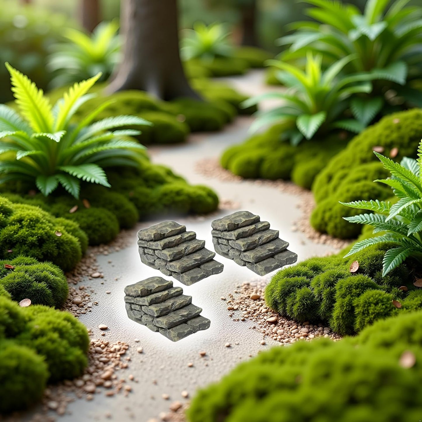 3 Pcs Miniature Resin Bridge Stair Stone Straight Bridge Stairs Stone Steps Garden Fairy Ornament Flower Pot Plant Micro Landscaping Decor Bonsai Craft Straight Stairs Outdoor Statues Outdoor Décor