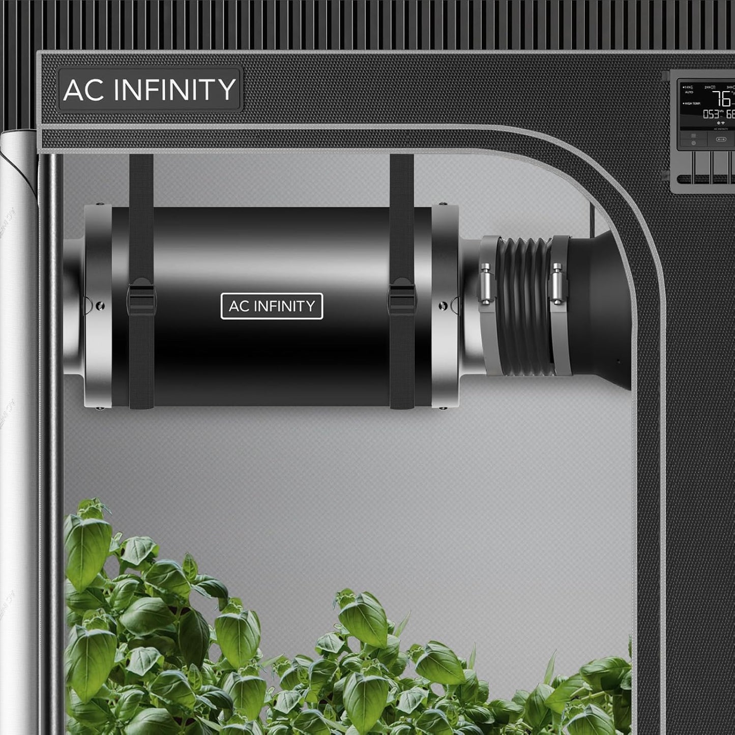AC Infinity Inline Duct Fan Silencer, 8" Noise Reduction Muffler Blower Silencer for Indoor Hydroponics Grow Tent Ventilation Systems