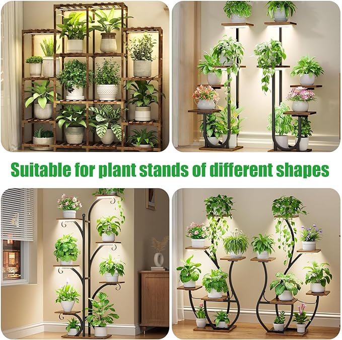 13 Inches Plant Growing lamp Strips, Full Spectrum LED 3500K Grow Light for Indoor Plants with 3/9/12H Timer and 10 Dimmable Levels for Green House Hydroponics Succulent and Shelf,4 Head 2 Pack