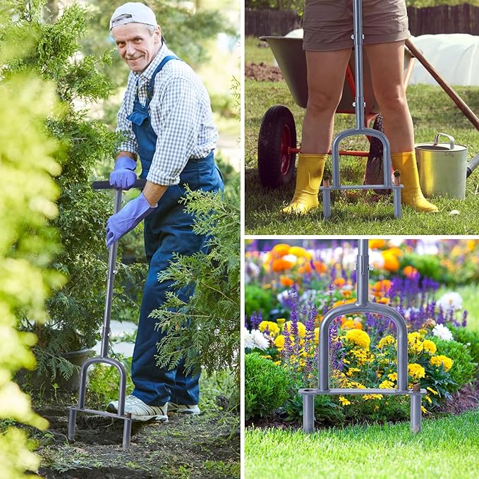 Manual Lawn Coring Aerator Tool, Plug Coring for Compacted Soils, Grass Aerators for Small Yards, Gardening Hand Tools, Aerator Lawn Tool for Loosen Soils -37 Inches(Black)