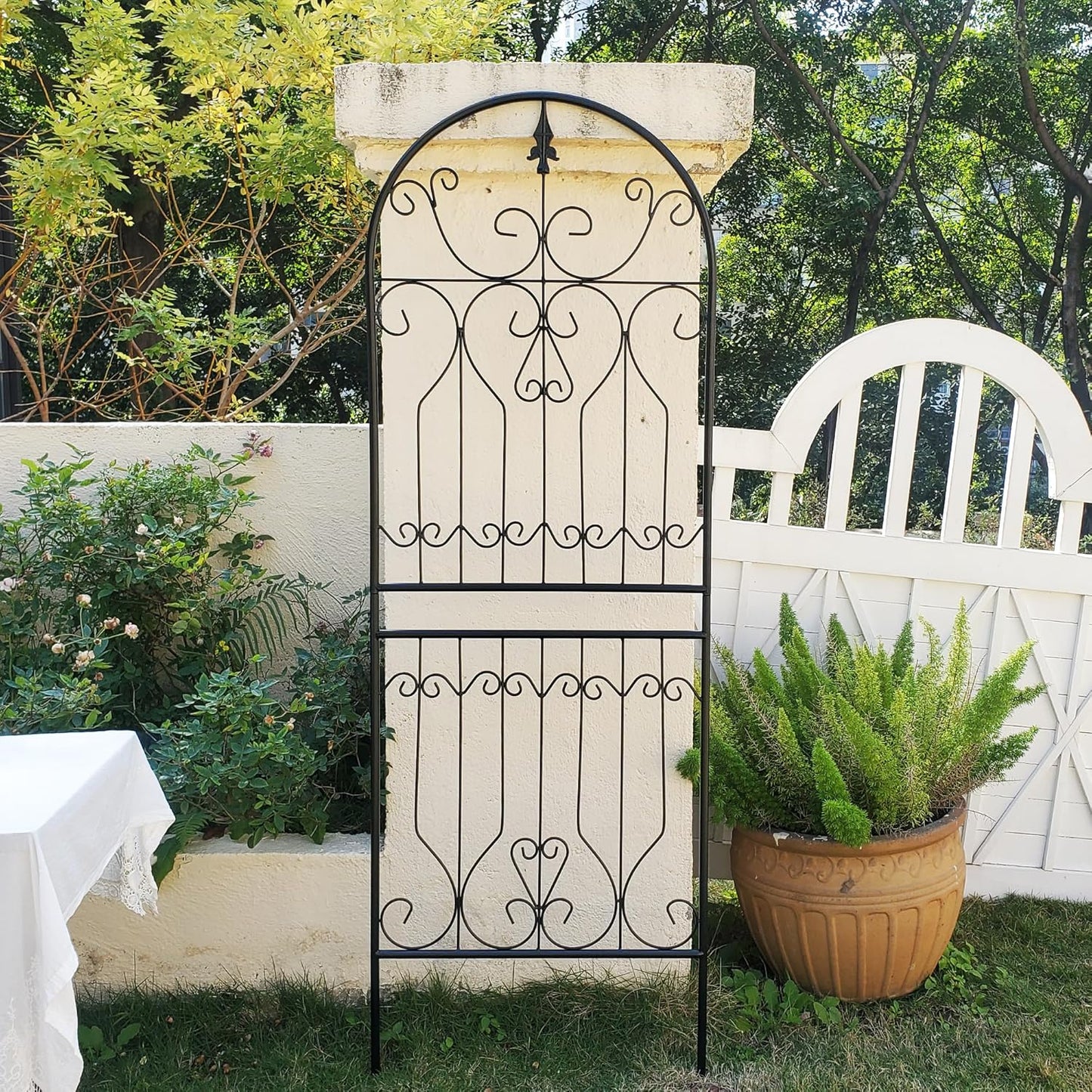 SCENDOR Trellis for Climbing Plants 70.8" H x 24.5" W Metal Premium Quality Material Rust-Resistant Climbing Frame Stylish Garden Addition Outdoor Roses Vine Ivy Clematis Trellises Black 1 Pack