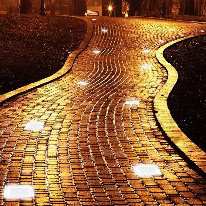 Solar Glass Brick Light - Solar Ice Cube LED Light - Crystal Brick Stone Lamp Garden Courtyard Pathway Patio Pool, Decorative Christmas Festives Ice Rock Cube Lights (4PCS White)