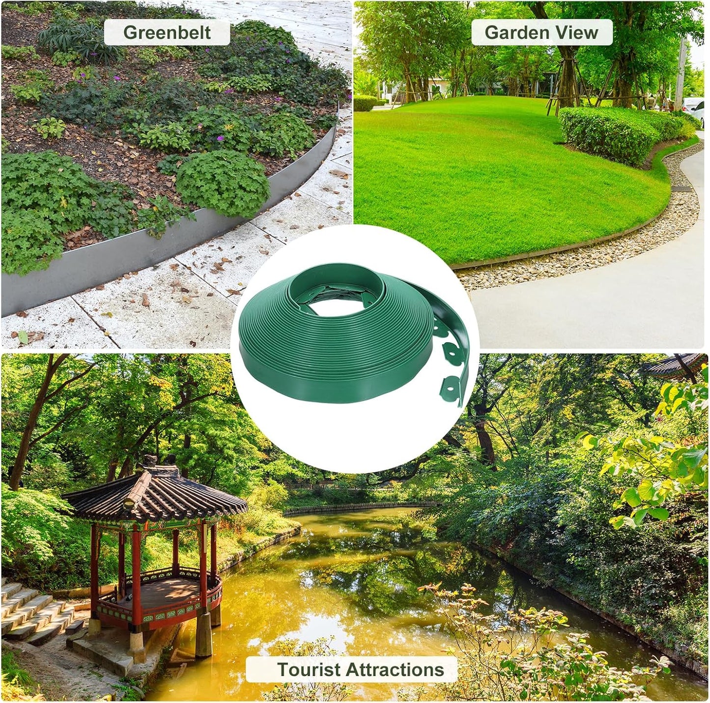 uxcell Landscape Edging, 1Pcs 80FT x 2" - No Dig Garden Edging Kit with 75 Stakes, Landscape Edging Border for Garden Lawn Flower Bed Yard Grass (Green)