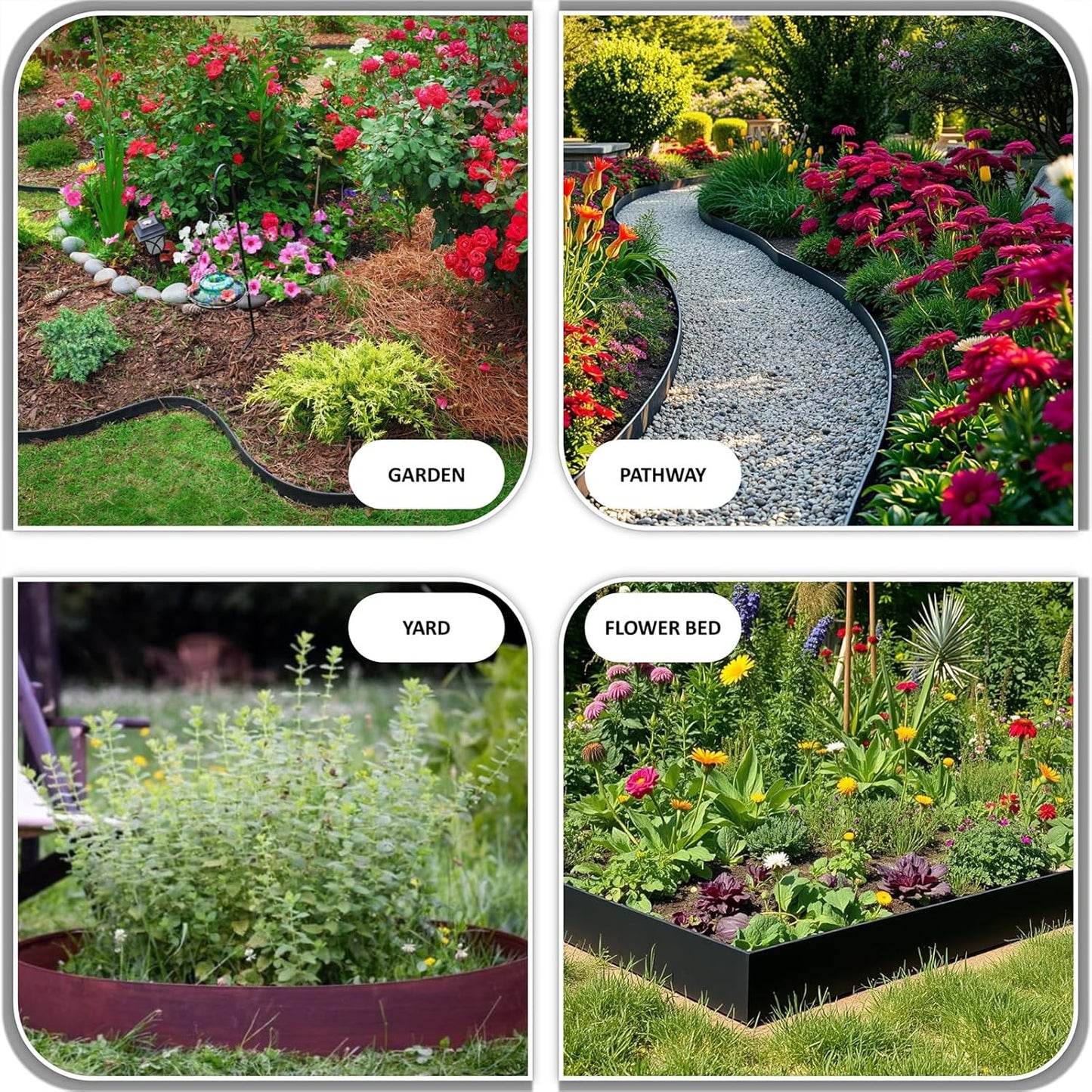33ft. Galvanized Steel Landscape Edging (10-Pack) โ 40" Metal Edging for Landscaping with 11 Stakes, Hammer-in Metal Landscaping Edging for Yard Pathway & Flower Beds โ Lawn Edge for Garden Design