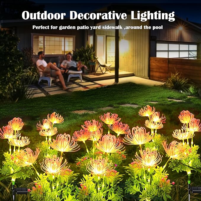 SunKite Solar Garden Lights, Solar Flowers Lights with Glowing Flowers & Stems, Upgraded Solar Panel, Solar Lights Outdoor for Garden,Yard Patio Pathway Decor, Gift for Mother (2 Pack)