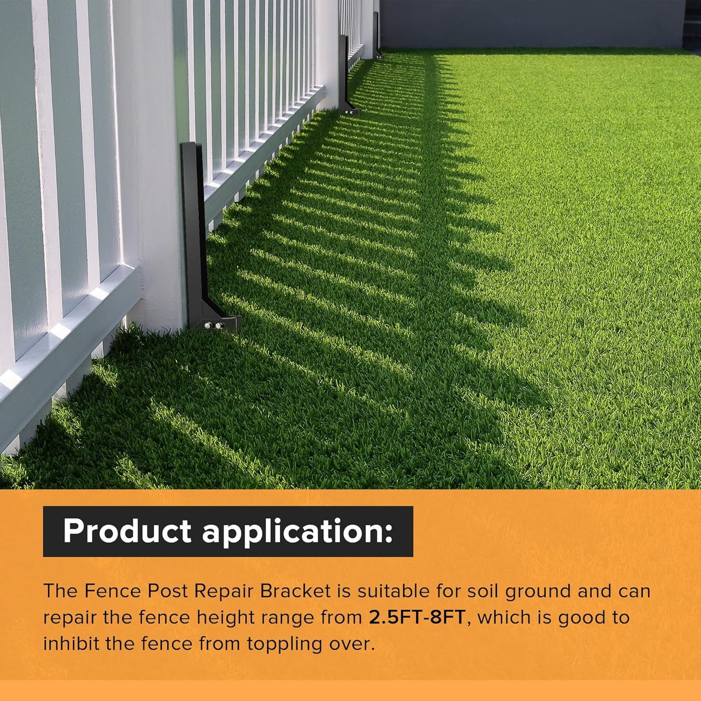 Fence Post Repair Stakes Kit - Heavy Duty Steel Fence Post Repair Bracket Anchor with Anti-Rust - Quick Fix Broken and Leaning Wood Posts Stabilizer Ground Spike Kits (1 Pack)