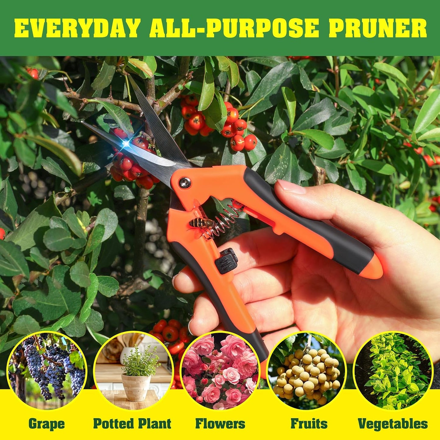 4 Pack Garden Shears, Stainless Steel Shears Gardening Tools, Scissors, Garden Clippers, Pruning Shears for Gardening Shears & Scissors (Orange)