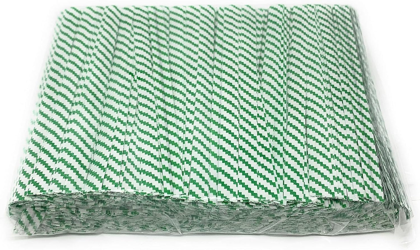 4" Length Twist Ties, 1000 Green White Plastic Coated, No Rip, Paper Ties Cello General Use, Party Favor Treat Bags, Small Orders Packaging, Closures to Secure Product (1000 Green White)