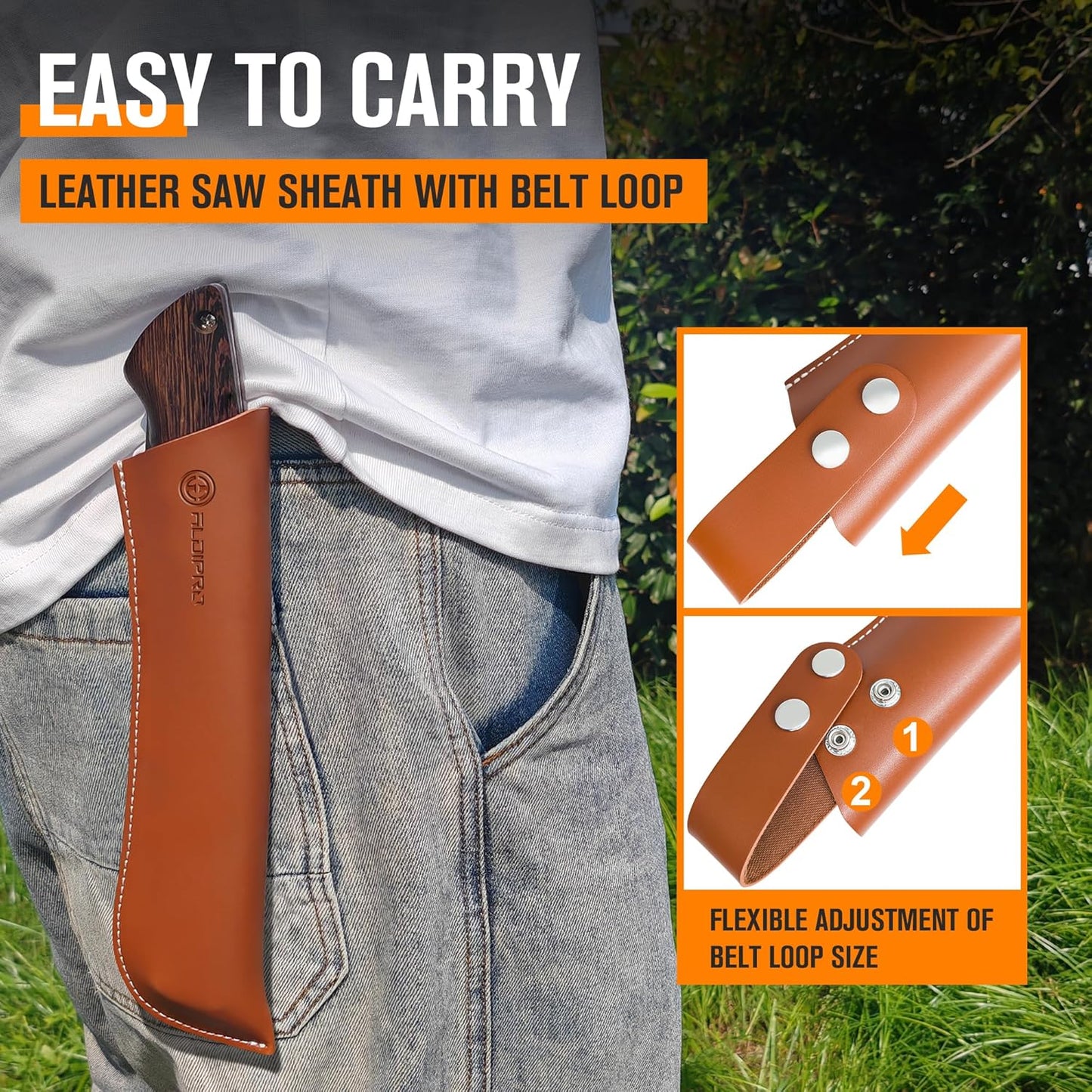 7" Professional Folding Hand Saw - SK5 High Carbon Steel Blade, Ergonomic Wenge Wood Handle, Leather Sheath | Survival Saw for Camping, Bushcraft, Pruning & Tree Trimming with Secure Lock