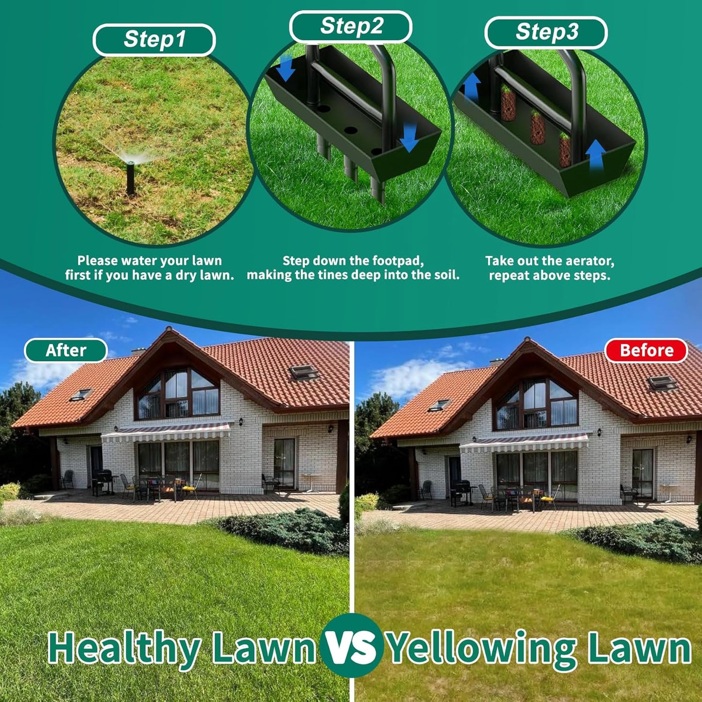 Core Aerator Lawn Tool,Lawn Aerator for Lawn Care, Aerator Lawn Tool for Gardens courtyards Golf Courses,Lawn Aerator Tool with Collector