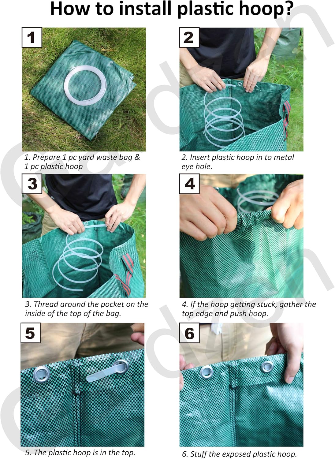 Gardzen 32&40&72 Gallon Yard Waste Bags, Reusable Heavy Duty Collapsible Garden Leaf Bags with Plastic Ring, Stand-Up Yard Waste Bin for Leaves, Lawn Debris & Grass Clippings