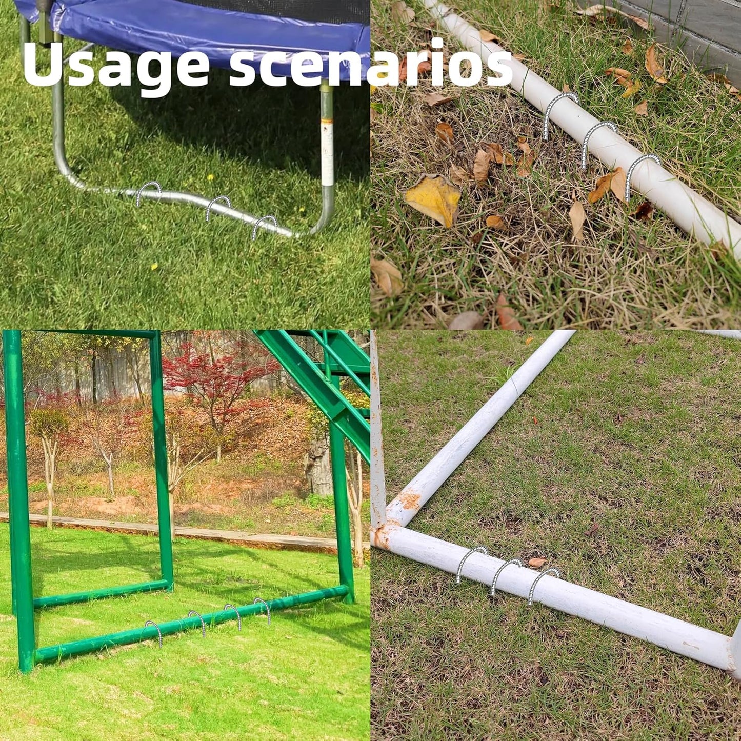 10 Pack Ground Garden Rebar Stakes Rebar 12 Inch Anti-Rust Galvanized Steel U Shape Hook Heavy Duty Ground Anchors for Tents, Position Kits,Fences, and Trampolines Landscape Fabric