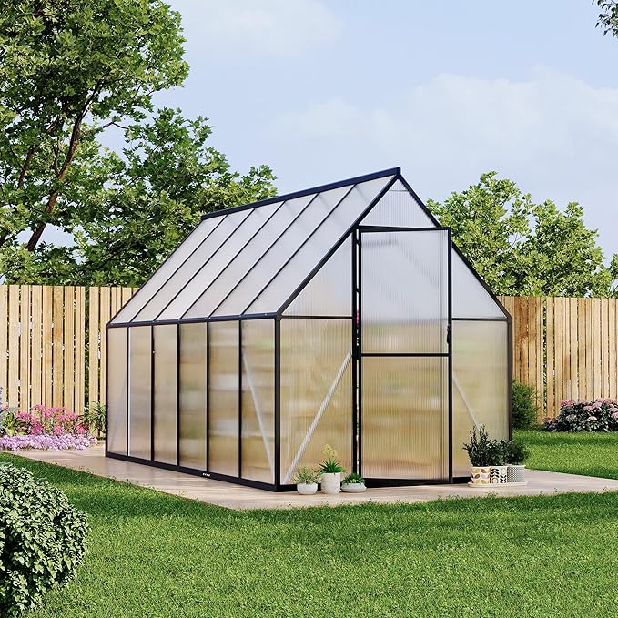 6'x11' Aluminum-Framed Polycarbonate Greenhouse, Heavy Duty Polycarbonate Greenhouse with Quick Setup Structure and Roof Vent, Large Enhanced Aluminum GreenhouseKit for Outdoors