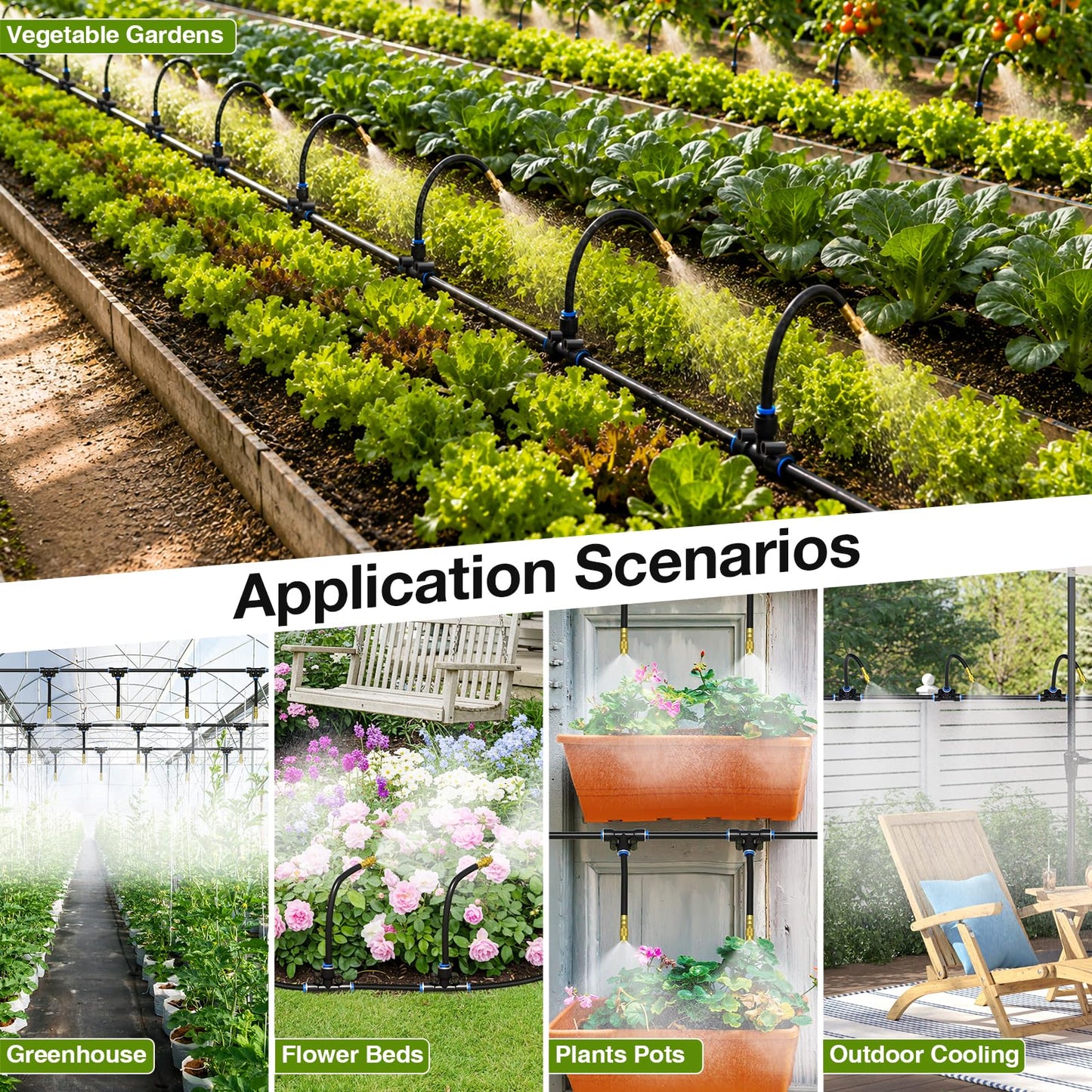 Pro-Series Drip Irrigation System, 100FT 1/4" Garden Watering System with 16pcs 360° Bendable