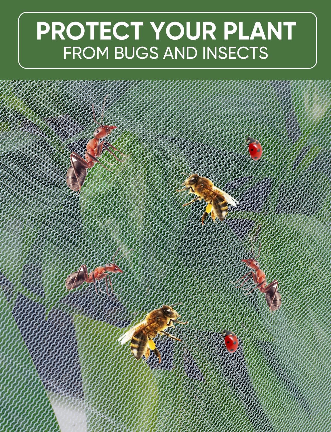 Bird Netting for Garden Protection - 4 Pack Garden Netting Pest Barrier with Drawstring,Mosquito Net Tomato Protective Cover Garden Plant Netting for Blueberry Bushes (4.9 Ft x 4 Ft/4 Pack)