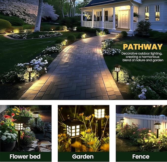 GIGALUMI Solar Outdoor Lights,16 Pack LED Solar Lights Outdoor Waterproof, Solar Walkway Lights Maintain 10 Hours of Lighting for Your Garden, Landscape, Path, Yard, Patio, Driveway