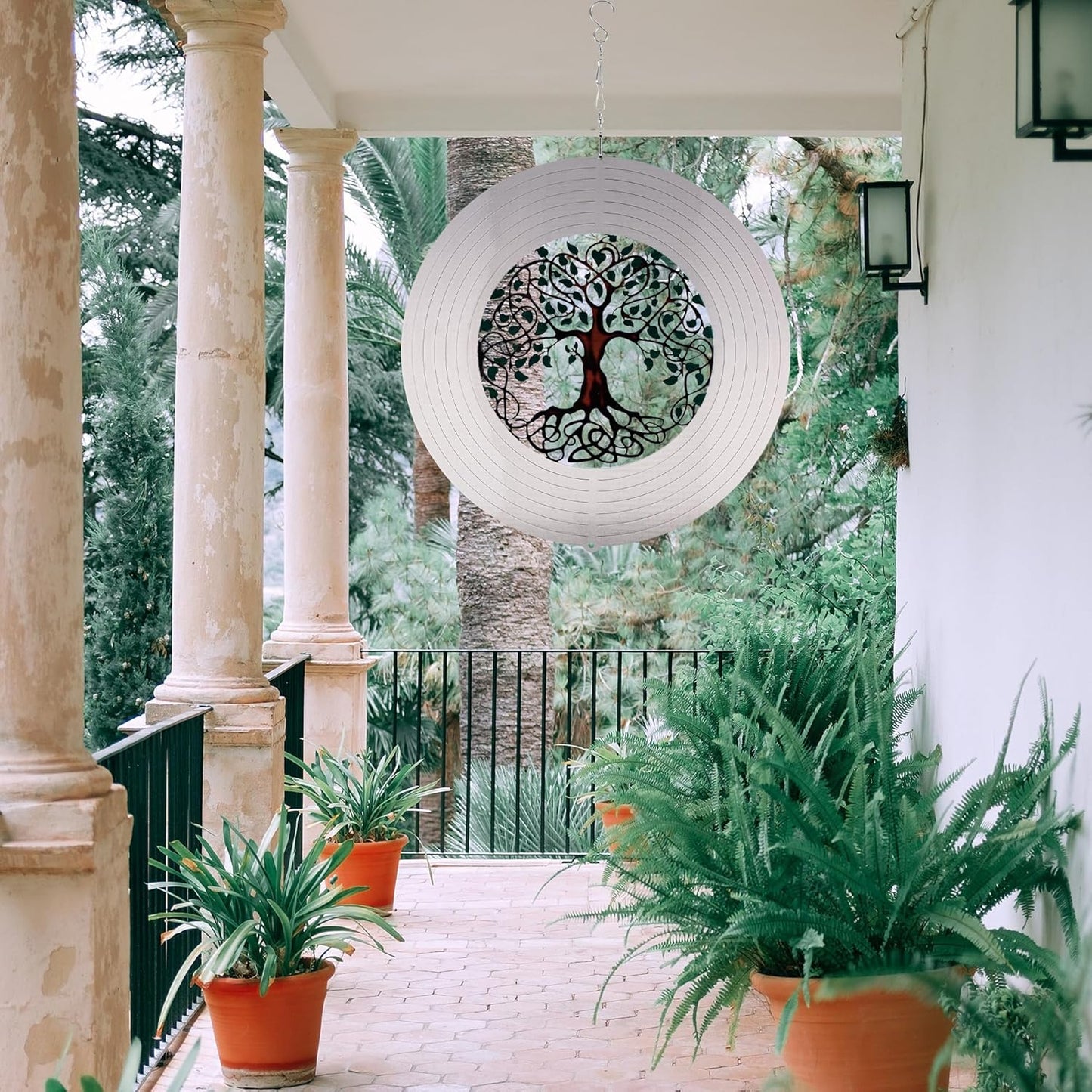 Garden Wind Spinners, 12 Inch 3D Stainless Steel Tree of Life Wind Spinner for Yard Garden Decoration Christmas Party Indoor and Outdoor Decoration