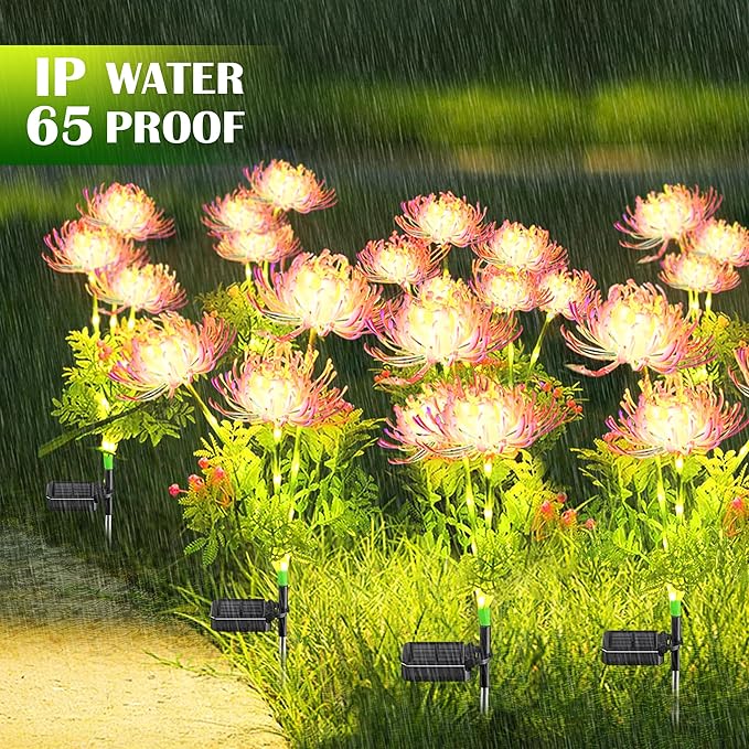 SunKite Solar Garden Lights, Solar Flowers Lights with Glowing Flowers & Stems, Upgraded Solar Panel, Solar Lights Outdoor for Garden,Yard Patio Pathway Decor, Gift for Mother (2 Pack)