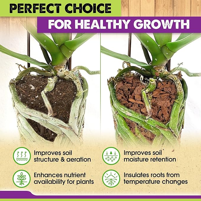 DUSPRO Orchid Bark Bulk, Fine Orchid Bark for Plants, Optimal Texture Bark for Orchids, Ideal Wood Chips for Plants, Plant Bark for Potting, Bark Soil for Plants (16 qts, Standard Bark)