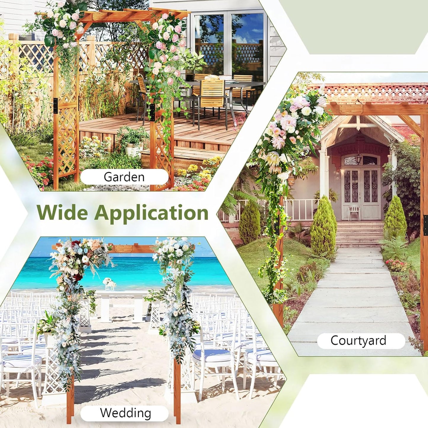 S AFSTAR 84" Wooden Garden Arbor, Plant Climbing Arch Trellis Pergola Archway Wedding Arch for Outdoor, Yard, Ceremony Christmas Decoration (Brown)