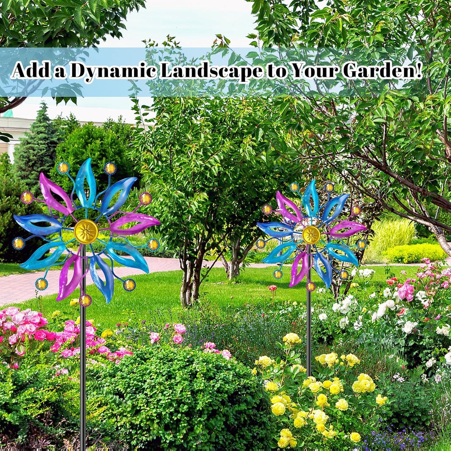 Wind Spinner Outdoor, Metal Windmill Garden Decorations, Kinetic Wind Spinners Colorful Wind Sculpture Yard Art for Garden Patio Lawn Decor (1PC Single Turn B)