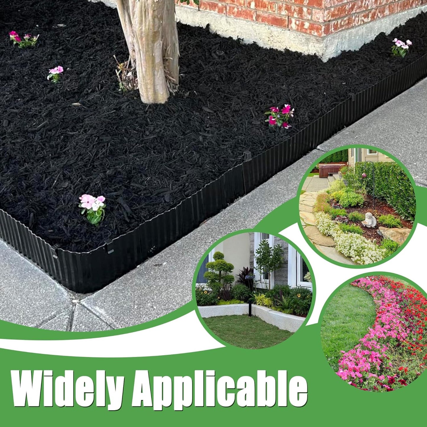 Metal Corrugated Garden Edging, 4" x 50Ft Landscape Edging for DIY Flower Beds, Flexible Bender Border for Lawn, Garden and Yard, Sturdy Galvanized Garden Edging, Black