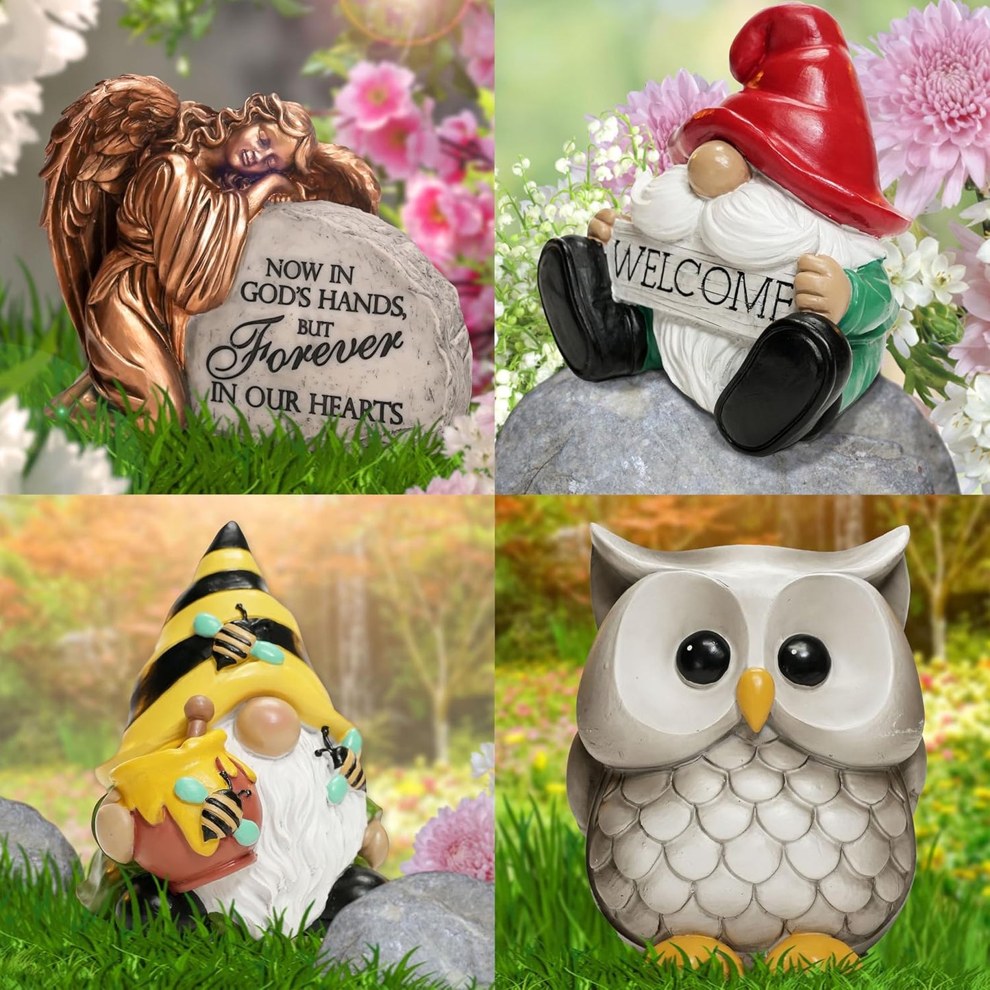 Spoontiques - Decorative Garden Statue - Colorful Home Décor for Indoor or Outdoor Use - Patio Decoration - Garden Accessory - Owl Garden Statue (15043)